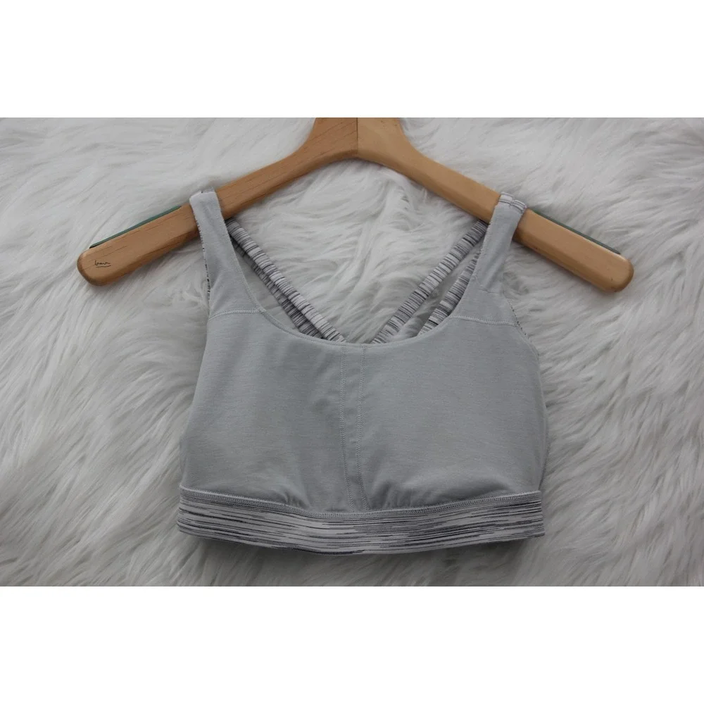 Lululemon Athletica Energy Bra Ombre Melange Space Dye Gray White 6 No Pads Yoga
